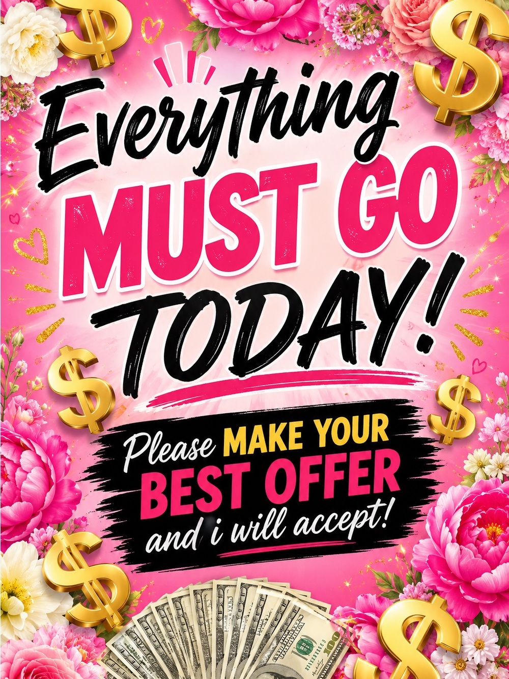 Everything Must Go Today! Pink Sale Poster